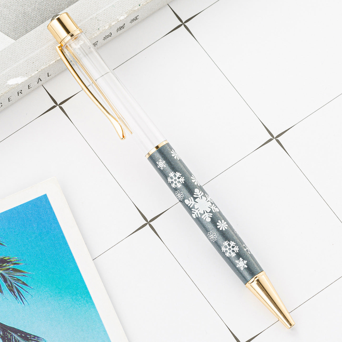 Wholesale DIY Crystal Oil Filled Empty Tube Pen Metal Ballpoint Pen